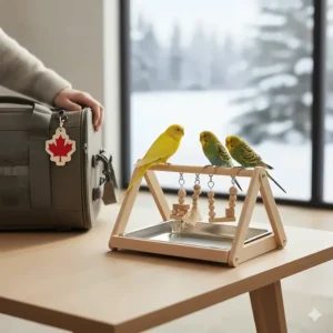 Lightweight, portable bird play gyms ideal for Canadian bird owners who travel with their pets.