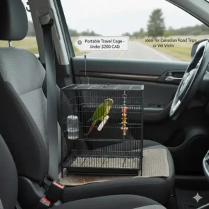 A compact, secondary travel cage under $200, ideal for Canadian road trips or vet visits.