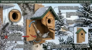 Material comparison diagram showing why Western Red Cedar is superior to pine for birdhouse durability in the varying Canadian climate.