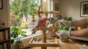 Easy assembly guide for a Canadian-made parrot T-stand kit. / Guide d'assemblage simple pour un ensemble de perchoir en T canadien.
