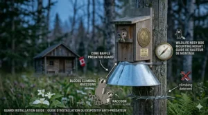 A badge illustrating the rot-resistant Canadian cedar used in this sustainable wildlife nest box kit.