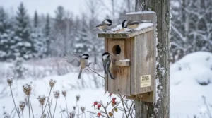 A wildlife nest box kit equipped with a predator guard to protect eggs from raccoons and squirrels.