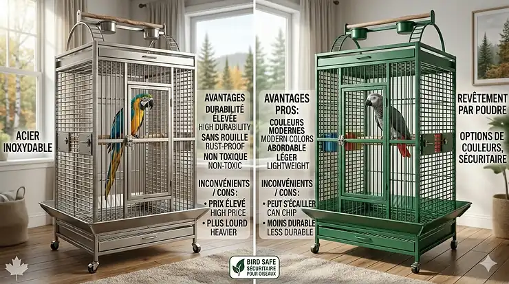stainless steel vs powder coated cage pros cons