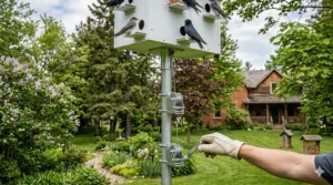 A beginner’s guide illustration of a telescoping pole and winch system for easy nest checks.