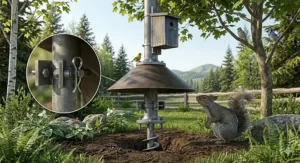 Canadian market packaging for a birdhouse pole mounting kit with bilingual English and French instructions (ensemble de montage).