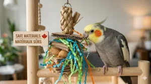 Managing debris from paper shredding toys for cockatiels in a tidy Canadian apartment.