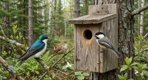 A spray bottle labeled Nettoyeur de Nichoir showing the proper eco-friendly solution for disinfecting bird houses in Canada.