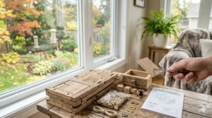 A well-furnished bird cage featuring various foraging boxes to support a cockatiel's physical and mental health.
