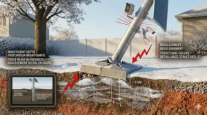 Professional pole mount installation for Canadian climates. / Installation professionnelle de support sur poteau pour les climats canadiens.