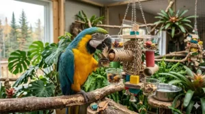 Safe kiln-dried pine and balsa wood destructible toys designed for heavy macaw chewing.