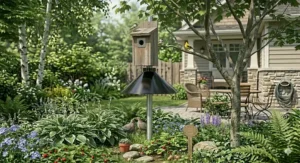 Versatile birdhouse pole guard designed to stop both raccoons and squirrels from reaching nesting boxes.