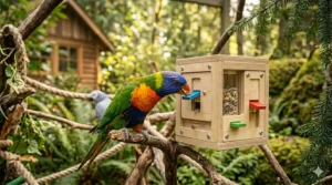 Treat-dispensing ball toy used for daily foraging enrichment and mental health.
