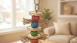 Colorful yucca and kabob shredding toys designed for the destructive chewing needs of small to medium parrots.