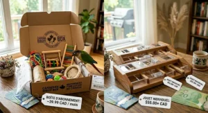 Cost comparison: subscription box vs individual toys / Comparaison des coûts : boîte d'abonnement vs jouets individuels
