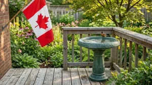 Properly cleaning and storing a plastic bird bath for the Canadian winter.