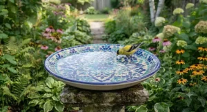 Rustic stone finish replacement bird bath bowl. Bol de bain d'oiseaux de remplacement au fini pierre rustique.