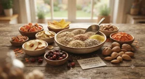Natural and affordable organic parrot diet ingredients including dried fruits and whole grains.