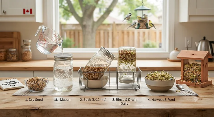 Step-by-step guide on how to sprout bird seed in Canada for backyard wild birds