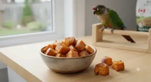 A variety of washed and chopped safe vegetables prepared daily for a pet parrot.