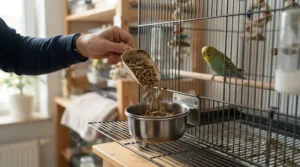 A daily feeding routine featuring the best cockatiel food in a cozy Canadian home.
