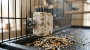Cuttlebone and mineral-dense formulations of the best small bird food for breeding hens in a feeder.