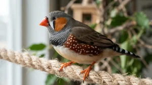 A colorful finch showing vibrant plumage after eating the best small bird food for feather health