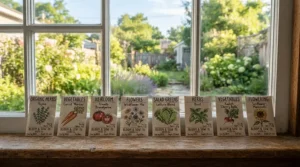 Comparing the cost per bag of finch food under $15 CAD next to a backyard window feeder.
